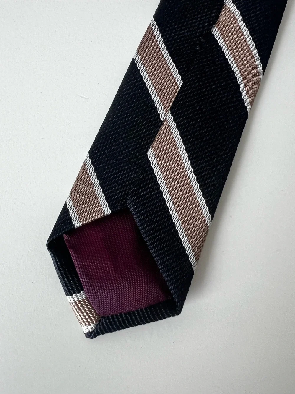 pierre balmain PARIS Classic Black and Brown Striped Men's Tie